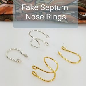 Gold and Silver Fake Septum Nose Rings